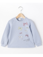 【150cmまで】リボン裏起毛トレーナー/ライトブルー(091)