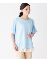 【2点セット】ドルマンニットソー+裾レースタンクトップ/ライトブルー(091)