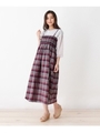 【3WAY】チェック柄シャーリングワンピース/レッド(262)