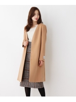 【42(LL)WEB限定サイズ】ノーカラーVコート/サンドベージュ(053)