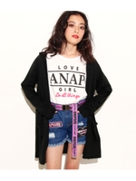 【ANAP GIRL】スラブフーディカーディガン×TシャツSET/ブラック(027)