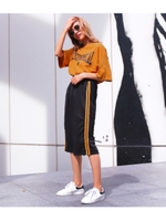 【ANAP】BIGTシャツ×サイドラインタイトスカートセットアップ/マスタード(044)