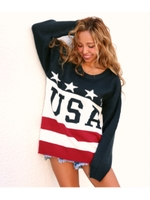 【ANAP】USA国旗柄ジャガードニットチュニック/ネイビー/レッド(059)