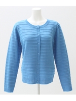 【ANAP】タック編みボーダーニットカーディガン/ブルー(019)