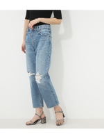 【AZUL BY MOUSSY】ひざクラッシュ ストレートdenim/L/BLU