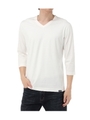 【AZUL BY MOUSSY】オーガニックコットンVネック７分袖T/WHT