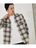 【AZUL BY MOUSSY】オンブレーチェック長袖オープンシャツ/柄GRY