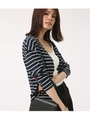 【AZUL BY MOUSSY】サイドスリット長袖ショートカーデ/柄NVY