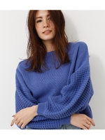【AZUL BY MOUSSY】スリーブ編地切替クルーネックニットプルオーバー/BLU