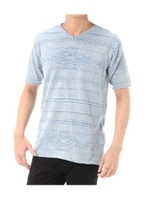 【AZUL BY MOUSSY】チマヨコットンインディゴ半袖Vネックプルオーバー/L/BLU