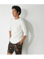 【AZUL BY MOUSSY】ハニカム七分袖クルーネックT/WHT