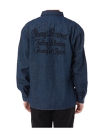 【AZUL BY MOUSSY】バック刺繍長袖デニムシャツ/NVY