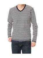 【AZUL BY MOUSSY】ヘビーワッフルVネック長袖プルオーバー/柄BLK