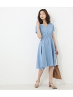 【AZUL BY MOUSSY】麻レーヨンカシュクールワンピース/L/BLU