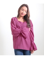 【Alluge】2WAYフレア袖ブラウス/ピンク(008)