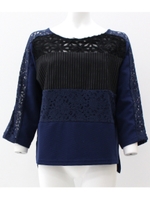 【Alluge】レースパッチワークプルオーバー/ネイビー(018)