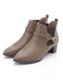 【CAMILLE BIS RANDA】【ストレスフリー】ベルテッドサイドゴアショートブーツ/LIGHT BROWN