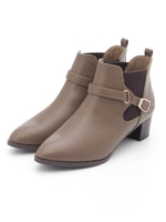 【CAMILLE BIS RANDA】【ストレスフリー】ベルテッドサイドゴアショートブーツ/LIGHT BROWN