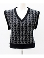 【CHILLE】千鳥柄ニットベスト/ブラック/ホワイト(051)