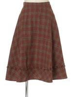 【F i.n.t】裾切替チェックフレアースカート/ORANGE