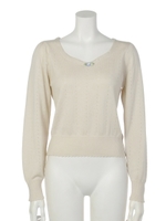 【F&A】ストライプアイレットニットプルオーバー/IVORY