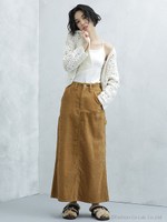 【FUDGE11月号掲載】【InRed11月号掲載】UNIVERSAL OVERALL/別注コーデュロイペインターロングスカート/ベージュ