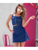 【Latina】デニムビスチェ×フレアスカート/ブルー(019)