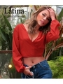 【Latina】バックオープンリボンデザイントップス/オレンジ(011)