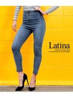 【Latina】リングZIPストレッチスキニーデニムパンツ/ブルー(019)