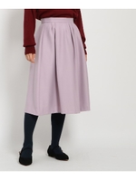 【Lサイズあり】タックフレアスカート/ライトパープル(081)