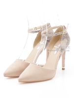 【R&E】セパレートパイソンコンビヒールパンプス/ベージュコンビ