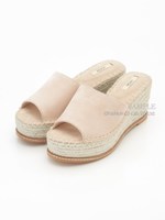 【REZOY】ジュートウェッジワイドカバーミュール/ベージュスエード