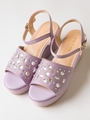 【Rew de Rew】ビジュー付ウェッジソールサンダル（8R18-03140）/ラベンダー