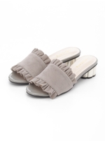 【Rew de Rew】ベルベットフリル付ミュール（8R18-03144）/グレー