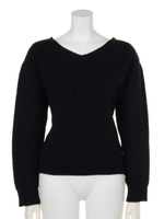 【Rew de Rew】ラメ入りバックリボンニット（8R14-10038）/ネイビー