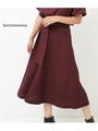 【Settimissimo】 Portcrosリネンタッチサッシュベルト付きフレアースカート/ピンク(008)