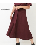 【Settimissimo】 Portcrosリネンタッチサッシュベルト付きフレアースカート/ピンク(008)