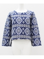 【Settimissimo】 オルテガ柄ジャガードトップス/ブルー(019)