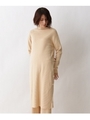 【WEB限定】サイド釦リブニットワンピース/ライトベージュ(051)