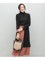 【WEB限定】ノースリトップス×ロングカーデセット/ブラック