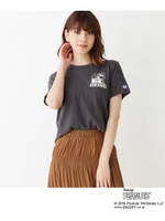 【WEB限定あり】【Champion】スヌーピー×チャンピオンTシャツ/ブラック(019)