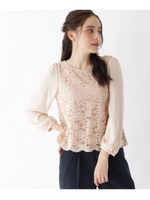 【WEB限定サイズ(LL)あり】ストレッチレースブラウス/ベージュ(052)