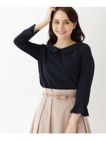 【WEB限定サイズ（S・LL）あり】リボンカラーブラウス/ネイビー(093)