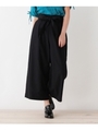 【WEB限定サイズ有】コットンリヨセルワイドクロップトパンツ/ブラック(019)