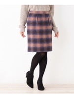 【WEB限定サイズ有り】シャギーチェックスカート/ブルー(292)