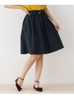 【WEB限定プライス】【WEB限定サイズ（SS・LL）あり】サッシュベルト付きフレアスカート/ネイビー(093)