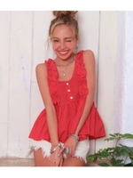 【anap mimpi】 フリルデザインノースリーブトップス/レッド(025)