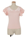 【apulia】カラービジューフリルニットTOPS/ピンク