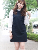 【sw】ガーリーシルエットワンピース/BLK