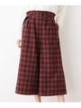 【すそくるっ】チェック・へリンボンパンツ/ワインレッド(263)